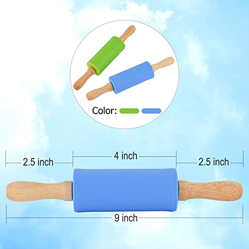 Mini Silicone Rolling Pin for Kids (2 PACK / Blue-White)