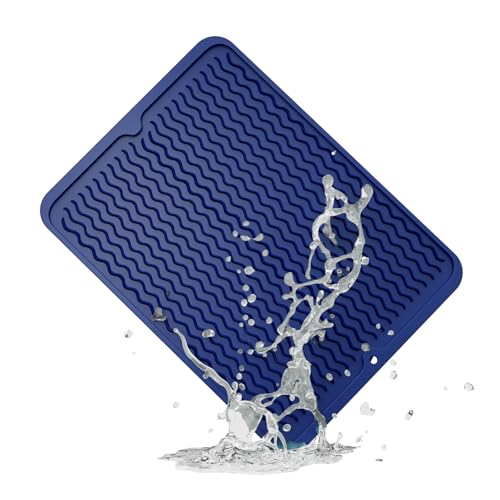Silicone Dish Drying Mat for Kitchen Counter (Midnight Blue / 16" x 12")