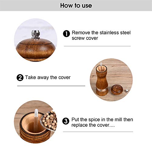 Wood Salt and Pepper Grinder Set Classic Manual Pepper Mills (6.5 inch)