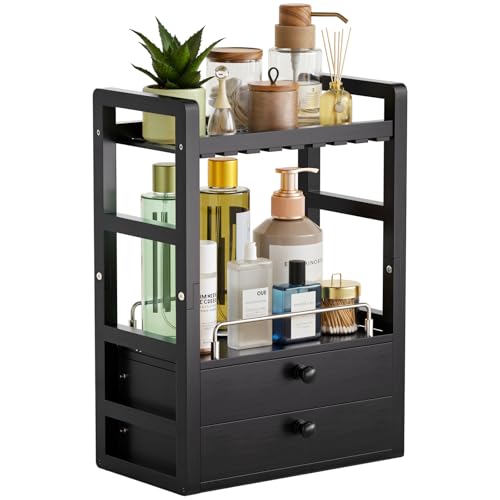 Bamboo Bathroom Counter Organizer (Black)