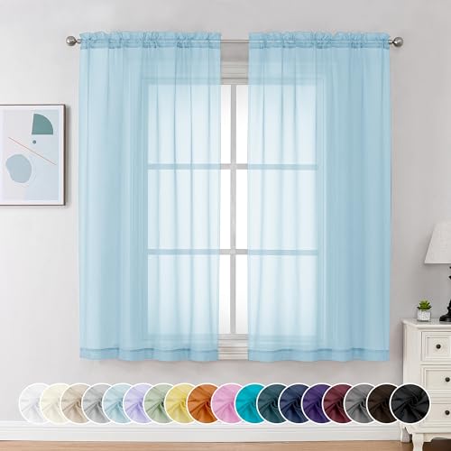 Sky Blue Sheer Curtains 54 Inch Long 2 Panels (Sky Blue / 42"W x 54"L (Pack of 2))