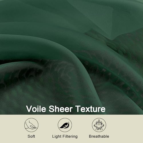 Hunter Green Sheer Curtain for Bedroom Living Room 78 Inches Long 2 Panels Set (Hunter Green / 42"W x 78"L (Pack of 2))