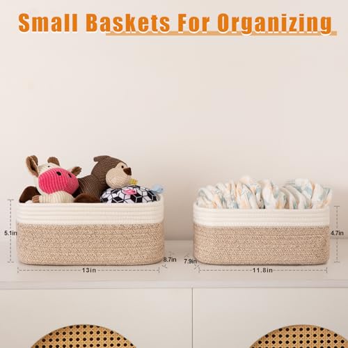 4 PACK 7L Storage Baskets for Organizing Storage Bins Brown (Brown/White / 11.8"*7.8"*4.7")