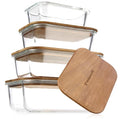 Glass Container Set with Acacia Lids (Dark Brown)