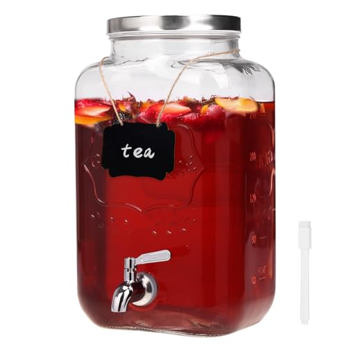 2 Gallon Glass Drinks Dispenser for Parties (2 Gallon without Stand)