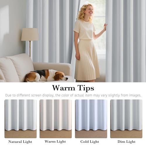 Short White 100% Blackout Curtains for Small Window (100% Blackout - White / 62"W x 63"L (Pack of 2))