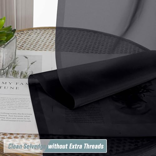 Black Small Sheer Curtains 2 Panels Set (42"W x 36"L (Pack of 2) / Black)