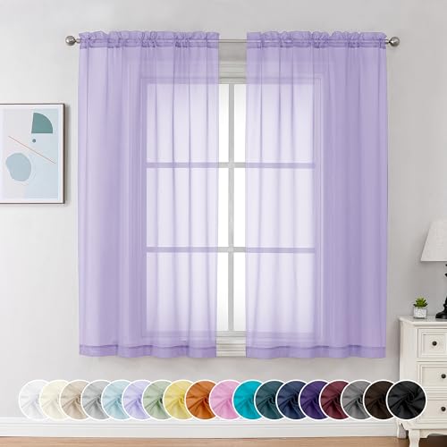 Lilac Sheer Curtains 54 Inch Long 2 Panels (Lilac / 42"W x 54"L (Pack of 2))