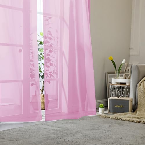 Light Pink Sheer Curtains 78 Inches Long 2 Panels Set (Light Pink / 42"W x 78"L (Pack of 2))