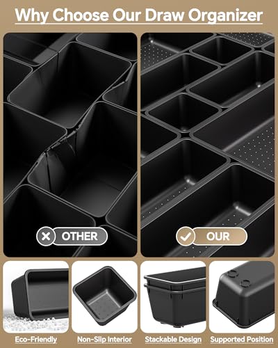 25 PCS Plastic Drawer Organizers Set (Black)