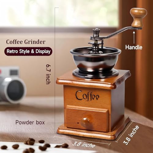 Burr Coffee Grinder Manual Wooden Hand Crank Bar Gift