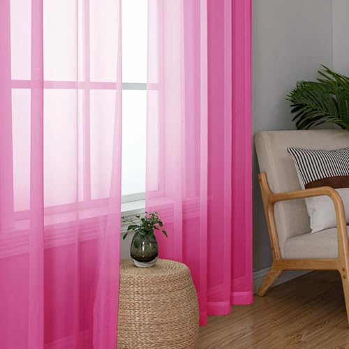 Hot Pink Sheer Curtains 78 Inches Long 2 Panels (Hot Pink / 42"W x 78"L (Pack of 2))