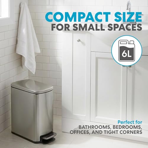 6L 1.6G Stainless Steel Bathroom Trash Can with Hands (Silver / Small)
