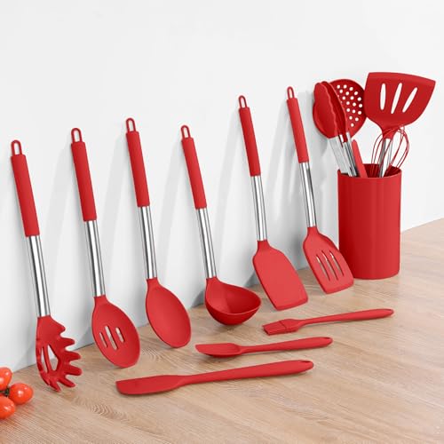 15 Pcs Silicone Cooking Utensils Set (Red)