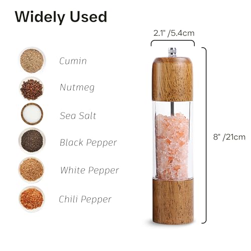 Wooden Salt and Pepper Grinder Set (8 Inches-2 Packs)