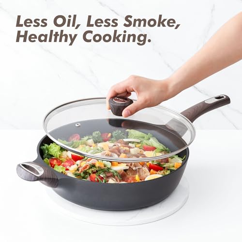 Nonstick Frying Pan Skillet with Lid (3.8QT / 10.5IN / Classic Black)