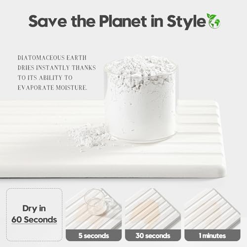 2PCS Water Absorbing Stone Drying Tray Mat for Bathroom Sink & Kitchen Counter Organizer