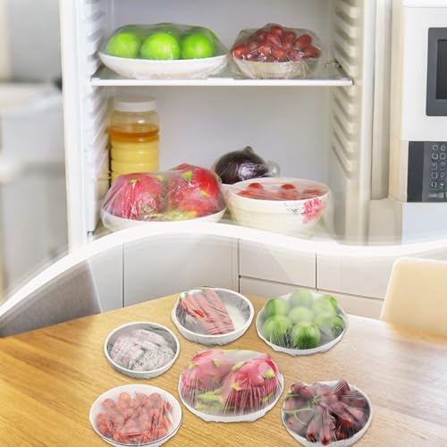 Fresh Keeping Bags 200pcs with Elastic Disposable Shrinkable Food Storage Covers for Kitchen Bowl