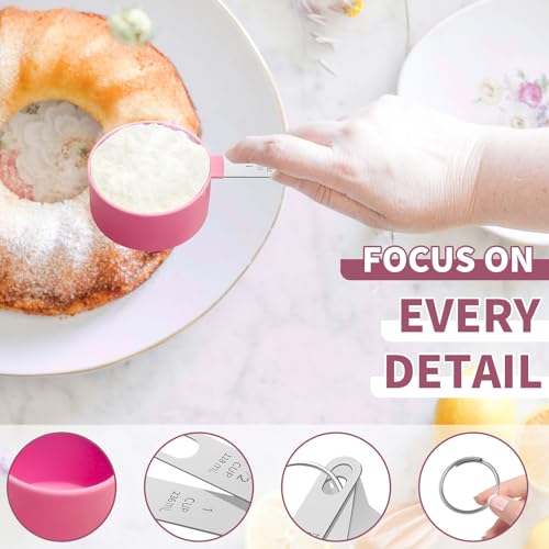 Measuring Cups Set Measuring Spoons Set (Pink)