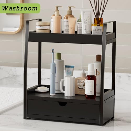 2 Tier Bathroom Organizer Countertop (Black)
