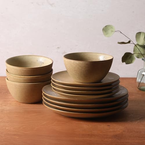 Valencia Bloom 12 Piece Plates and Bowls Dinnerware Set (Taupe (Valencia Bloom) / Service for 4 (12pcs))