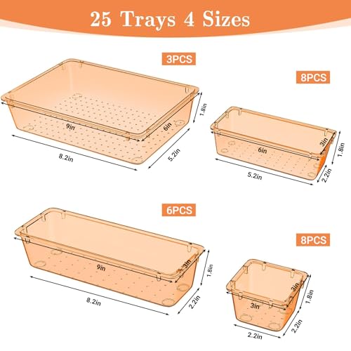 25 PCS Plastic Drawer Organizer (Orange)