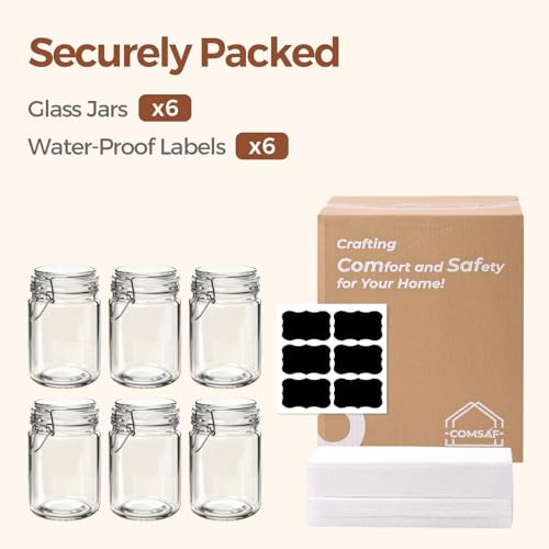 25 oz Glass Jars with Airtight Lids 6 Pack Pantry Coffee Canisters (25 fl oz x 6)