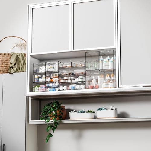2 Pack Clear Stackable Storage Drawers (2 PCS / Clear-4.4 In Tall)