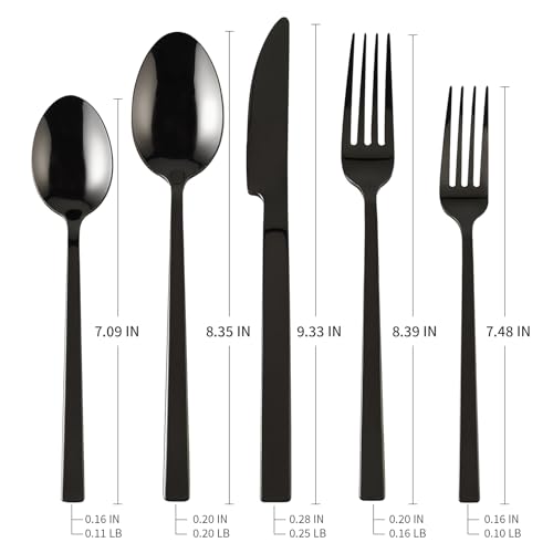 Flatware Set Black Cuboid Handle 20 Pieces Service for 4 (Black / 20 Pcs)