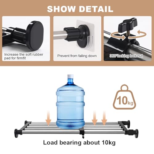 Expandable Closet Tension Shelf Rod Tension Shelves for Closet (19.68 - 31.49 inches / Black)