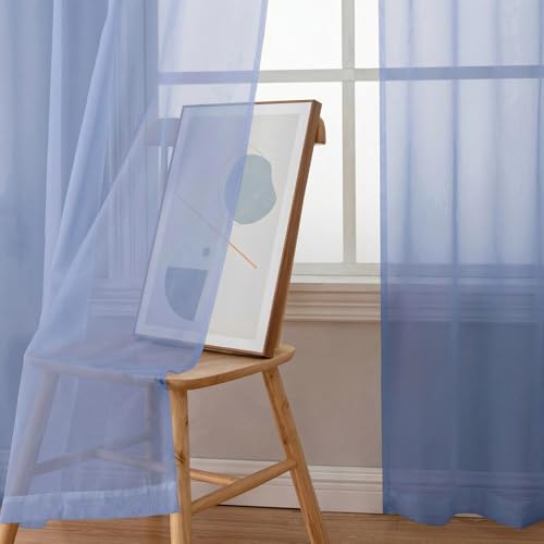 Denim Sheer Curtains 84 Inches Long (Denim / 42"W x 84"L (Pack of 2))