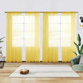 Solid Sheer Rod Pocket Curtain Voile Draperies 4 Panels White Beige Black Grey Ivory 52 Inch Width 63 Inch Long 1 Pair for Kitchen Bedroom Children Living Room Yard (Yellow / 52"W x 63"L (Pack of 4))