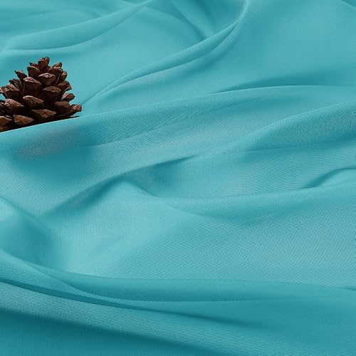 Turquoise Sheer Curtains 96 Inches 2 Panels for Living Room 59" Wide (Turquoise / 59"W x 96"L (Pack of 2))