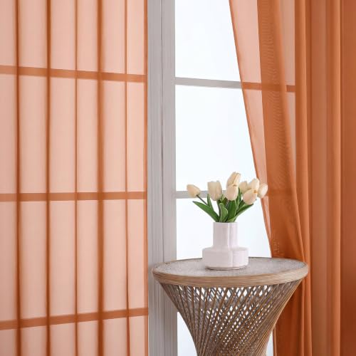 Orange Sheer Curtains 72 Inches Long 2 Panels Set (Orange / 59"W x 72"L (Pack of 2))