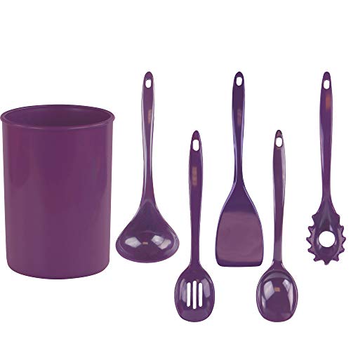 6 Piece Kitchen Utensil Holder for kitchen counter (Utensil Holder Set / Plum)