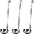 3 Pcs Stainless Steel Ladles Soup with Long Handle (5 oz)