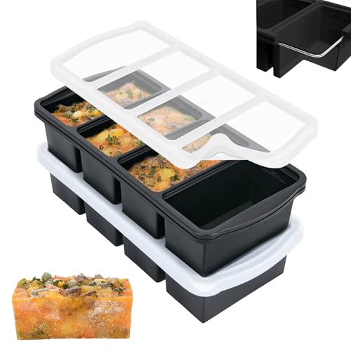 Silicone Freezer Trays with Lid (Grey-1 cup)