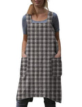 Women's Plaid Cross Back Apron with Large Pockets Home Kitchen (Small / Plaid10)