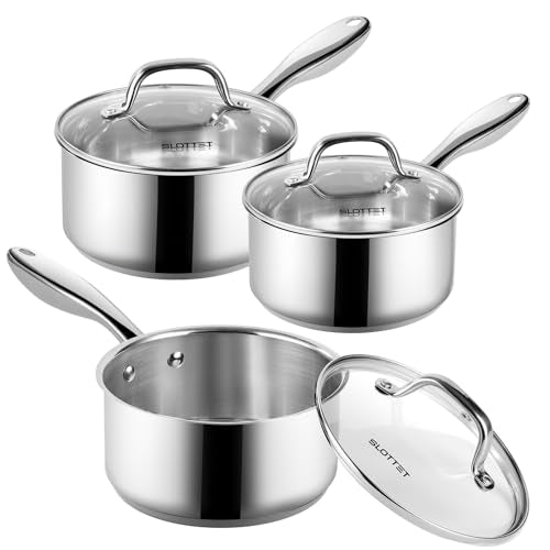 1Qt & 2Qt & 3QT Stainless Steel Sauce Pan Set with Lid
