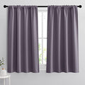 Small Window Curtains 45 inches Length for Kitchen Cafe Bathroom (Greyish Purple / 42"W x 45"L (Pack of 2))