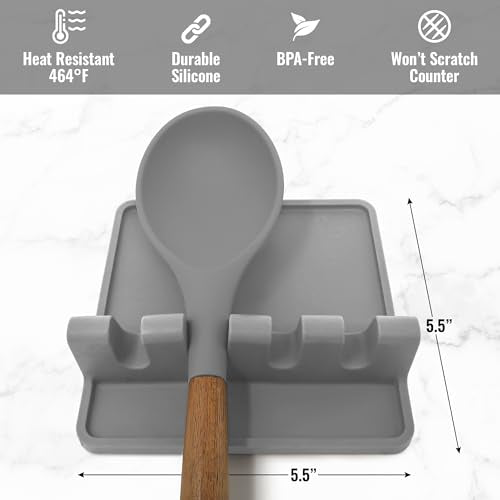 Zulay Silicone Utensil Rest (Standard (2 Pack) / Gray)