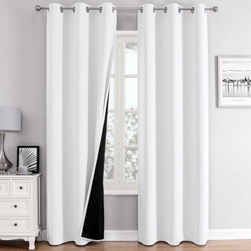 White 100% Blackout Curtains for Bedroom 78 Inches Long 2 Panels (42"W x 78"L (Pack of 2) / White)