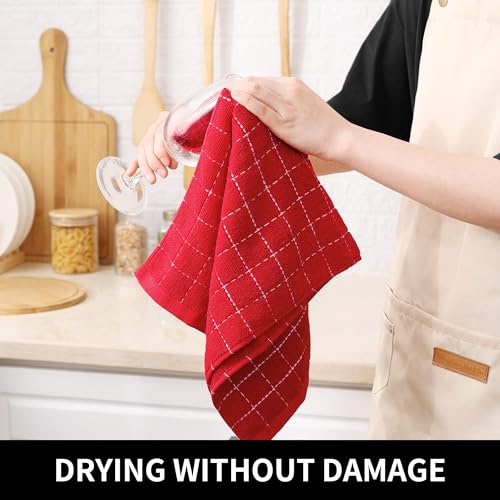 100% Cotton Terry Kitchen Towels (Red / 13 X 28 - 8 Pack)