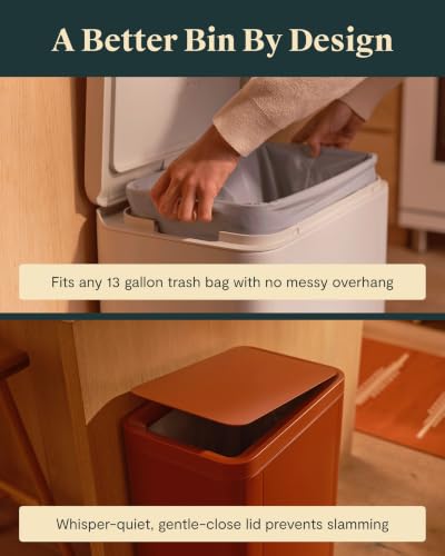 45L Slim Stainless Steel Step Trash Can (Clay)