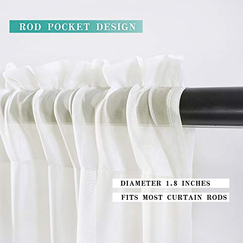 Short Sheer Curtains 30 Inch Length 2 Panels (Ivory / 29"W x 30"L (Pack of 2))