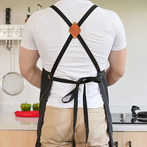 Canvas Aprons for Men Chef Apron (1 Pack / Black②)