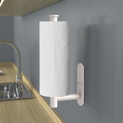 Adhesive Paper Towel Holder Under Cabinet Wall Mount for Kitchen Paper Towel (Brown / 2 Pack)