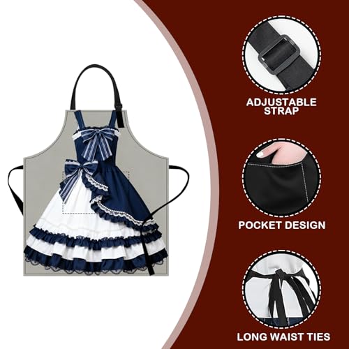 Blue White Bow Chic Smock 26.7x30.7 Inch Polyester (Lu12378)
