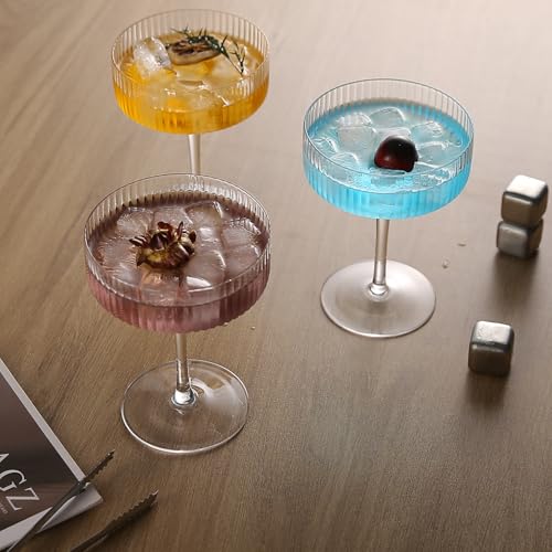 6 Pcs Ribbed Coupe Glasses (6 pcs)