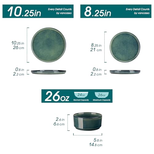 Plates and Bowls Sets for 6 (18 Pieces(service for 6) / Green)